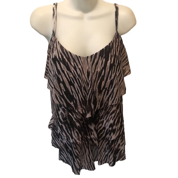 Swim By Cacique Animal Print 3 Tier Tankini 18 Black/Gray Tiger Stripe - Picture 1 of 6